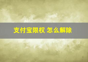 支付宝限权 怎么解除